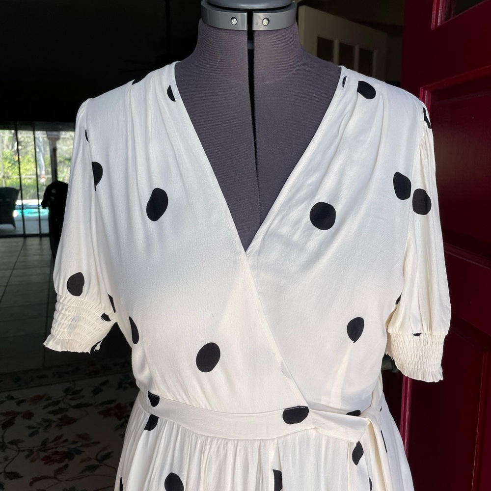 Maeve by Anthropologie White Midi Sundress with Puff Sleeves and V-Neck - Picture 7 of 16